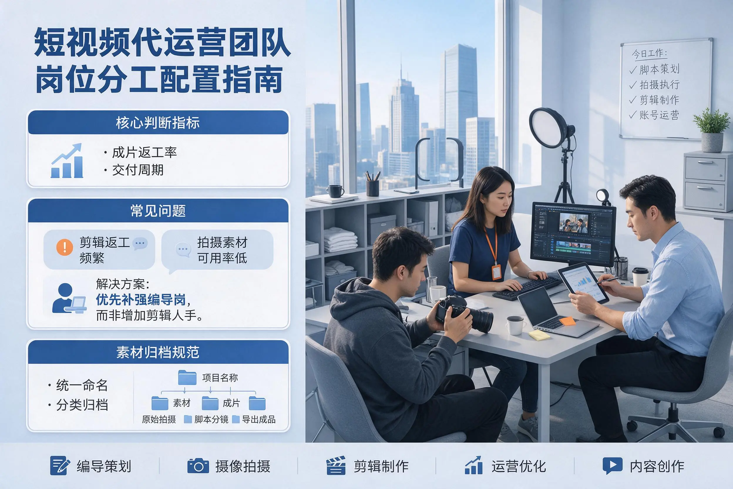 短视频代运营团队如何配置?新乡企业岗位分工科普说明