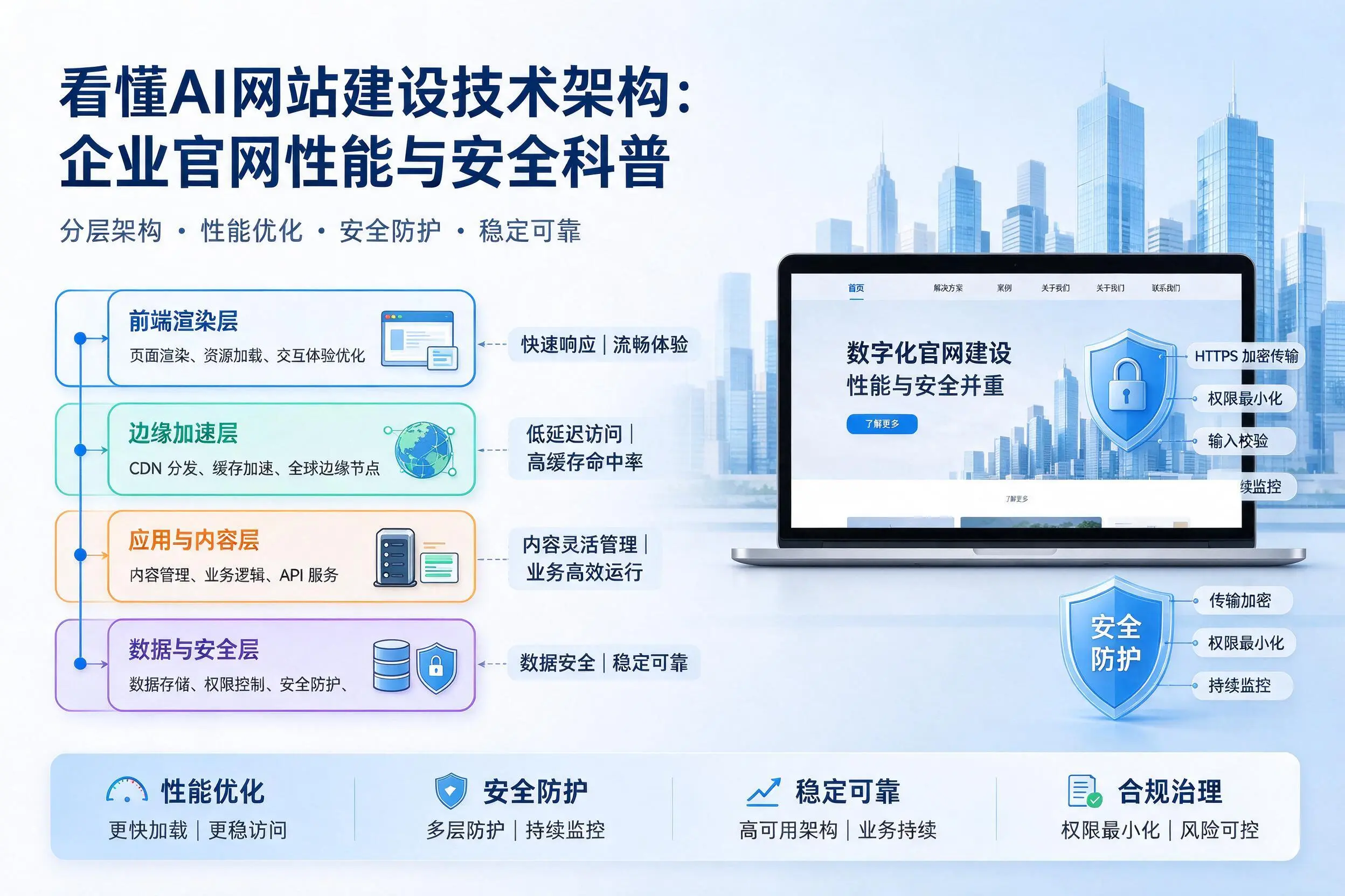 看懂AI网站建设技术架构:新乡企业官网性能与安全科普