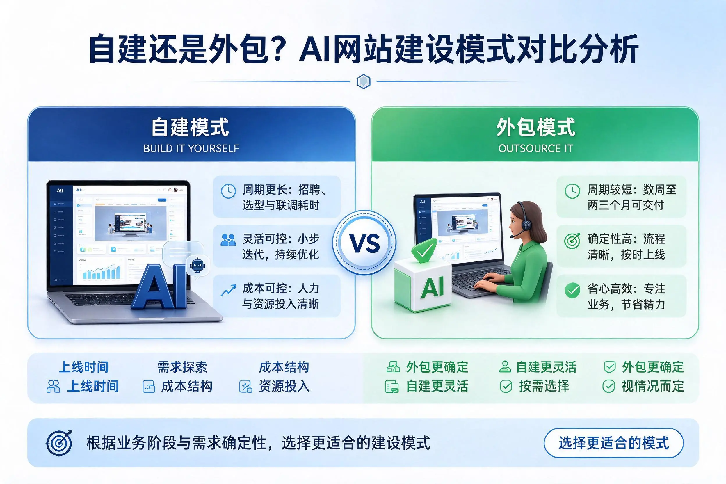 自建还是外包?新乡AI网站建设模式对比分析