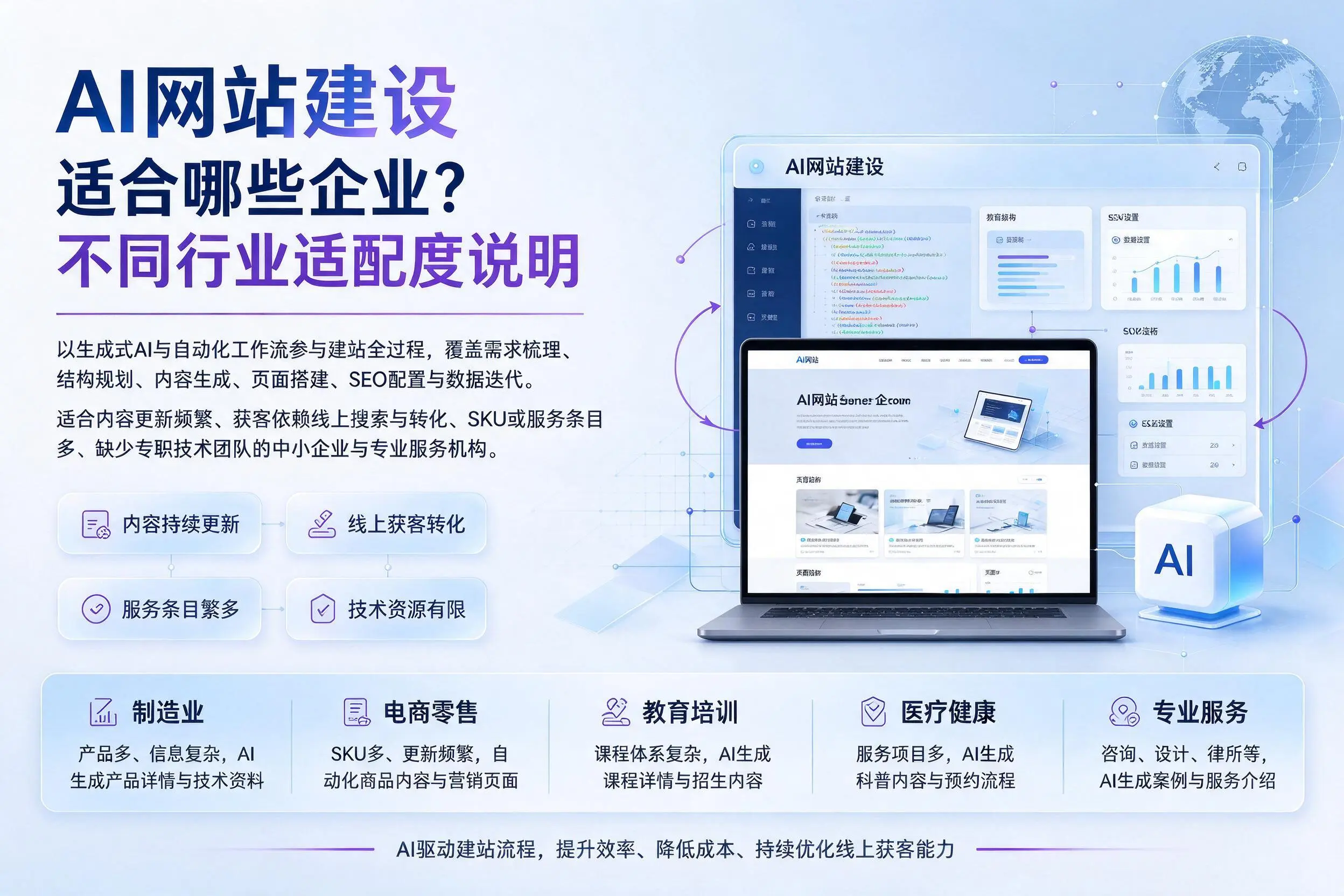 AI网站建设适合哪些企业？新乡不同行业适配度说明